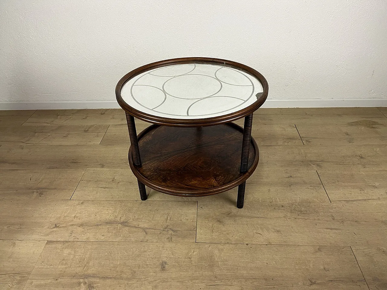 Wood and worked glass coffee table, 1950s 2