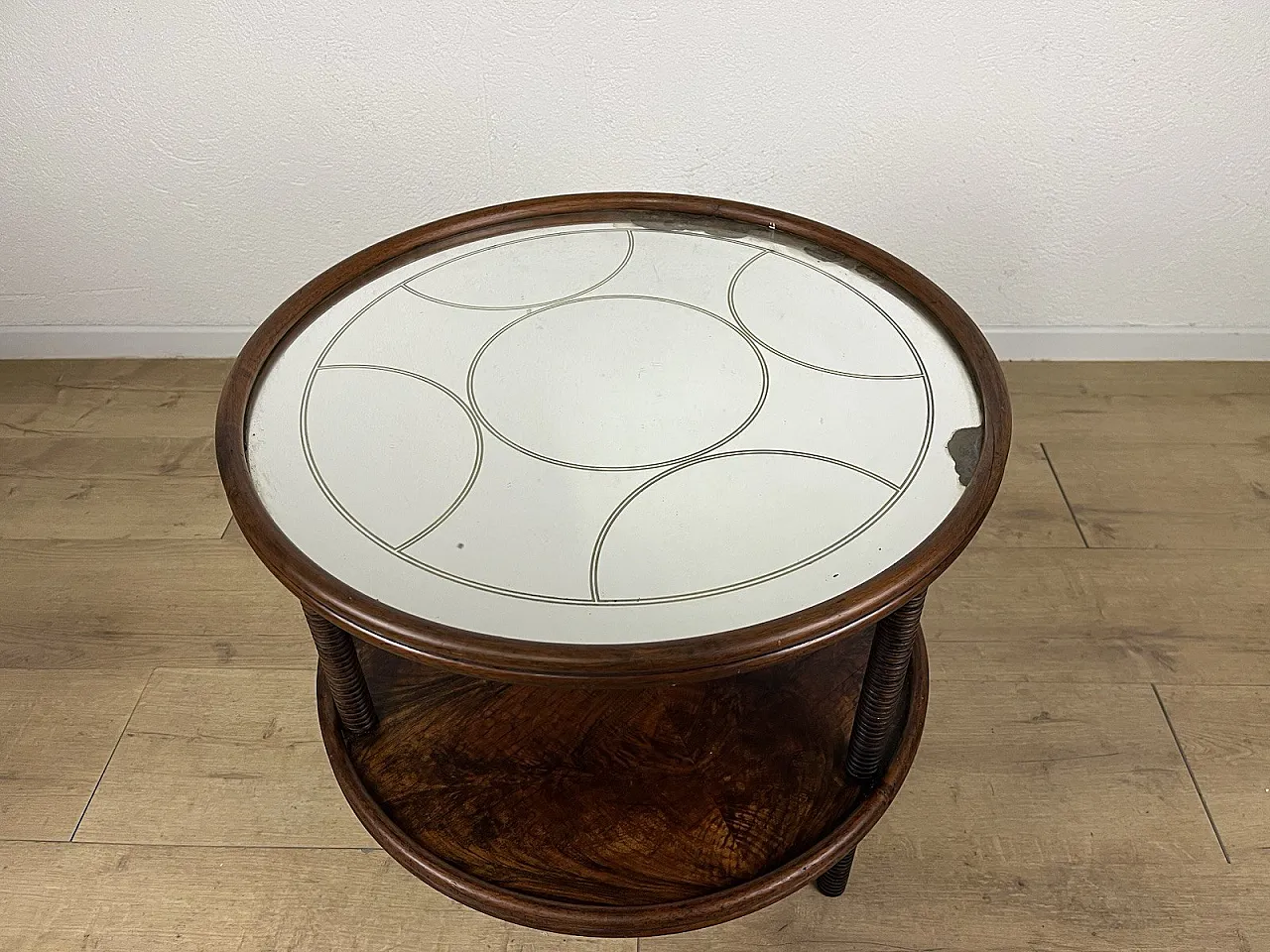 Wood and worked glass coffee table, 1950s 3