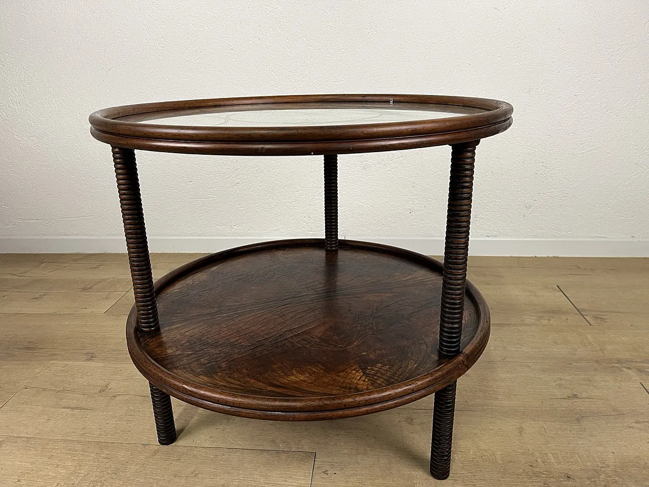 Wood and worked glass coffee table, 1950s 4
