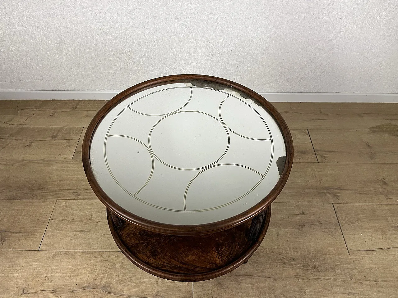 Wood and worked glass coffee table, 1950s 8