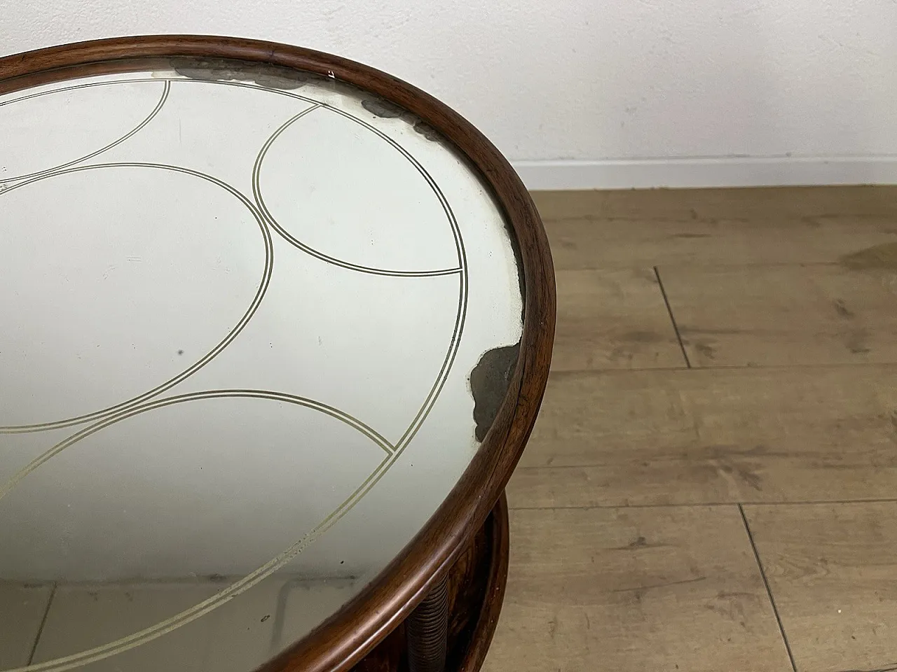 Wood and worked glass coffee table, 1950s 9