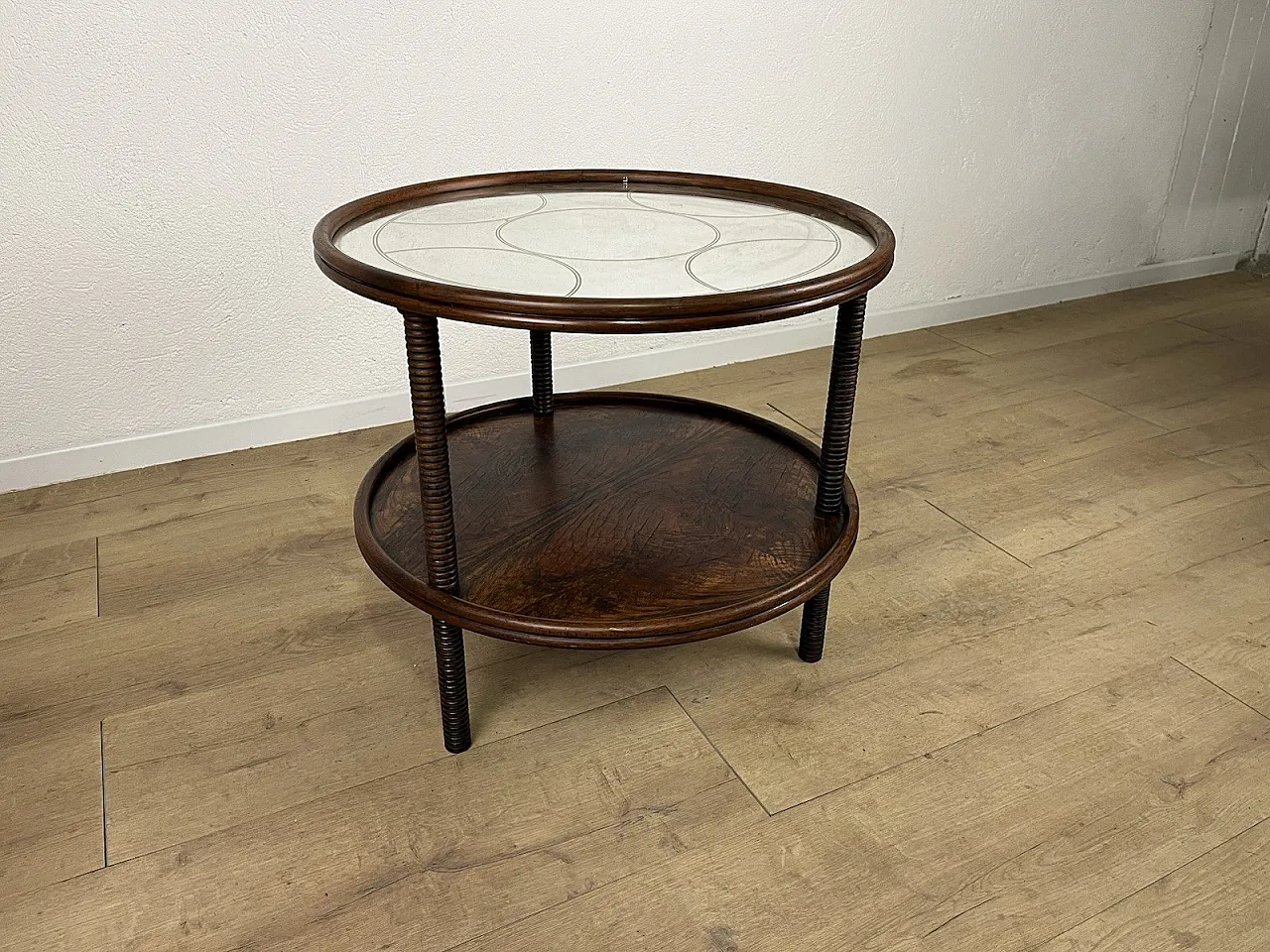 Wood and worked glass coffee table, 1950s 12