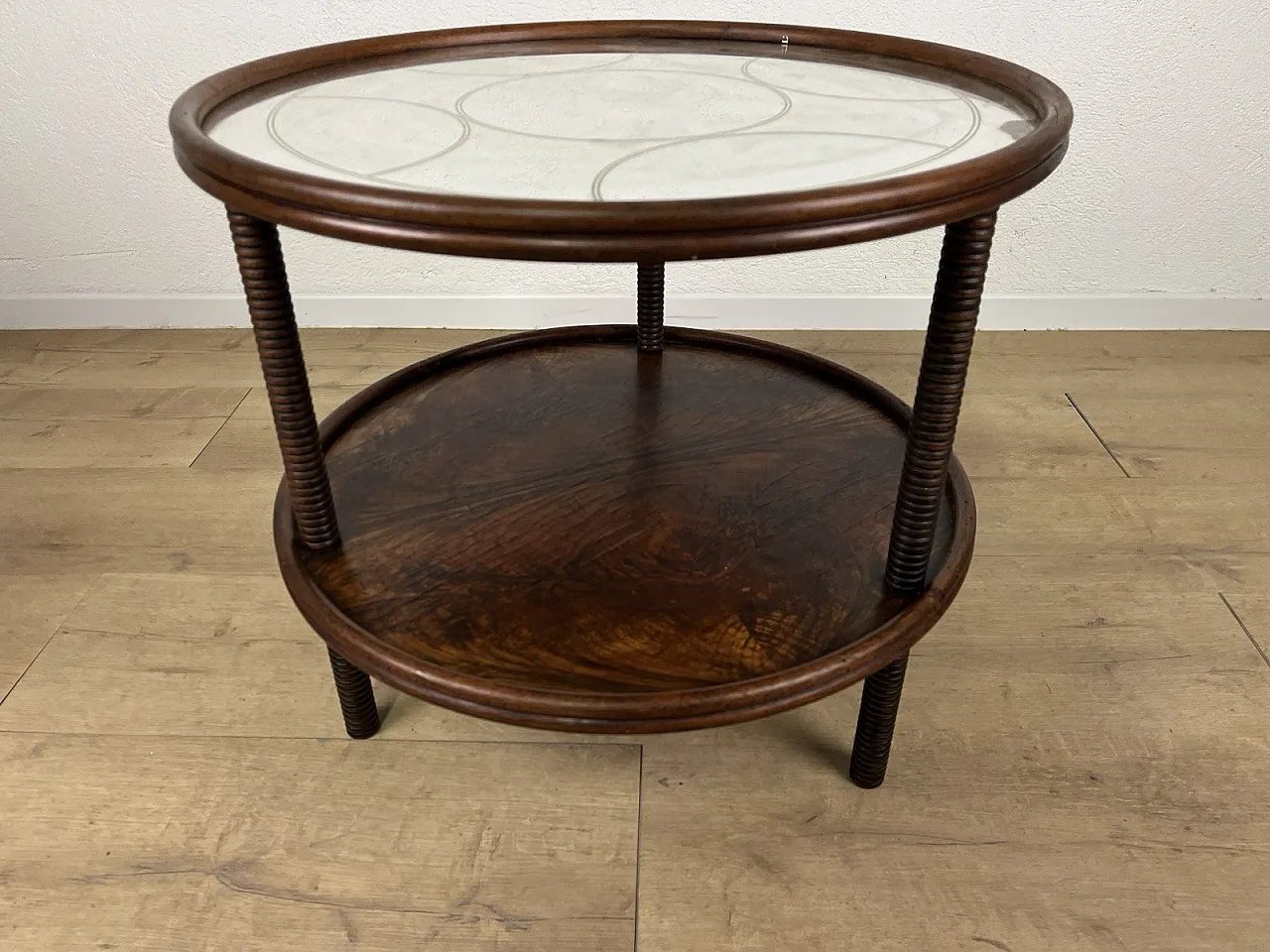 Wood and worked glass coffee table, 1950s 13