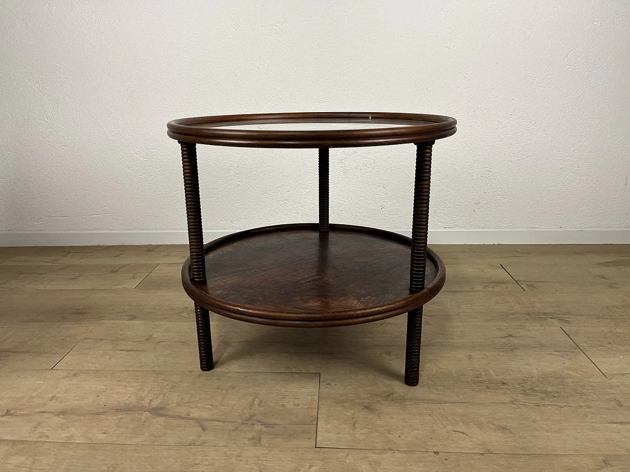 Wood and worked glass coffee table, 1950s 14