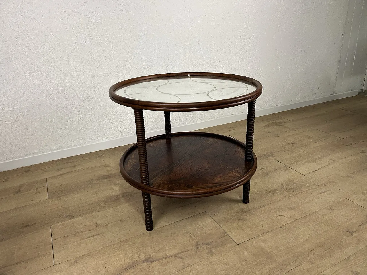 Wood and worked glass coffee table, 1950s 16