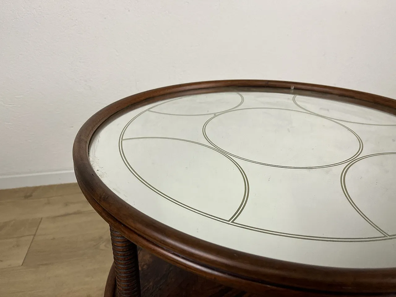 Wood and worked glass coffee table, 1950s 18