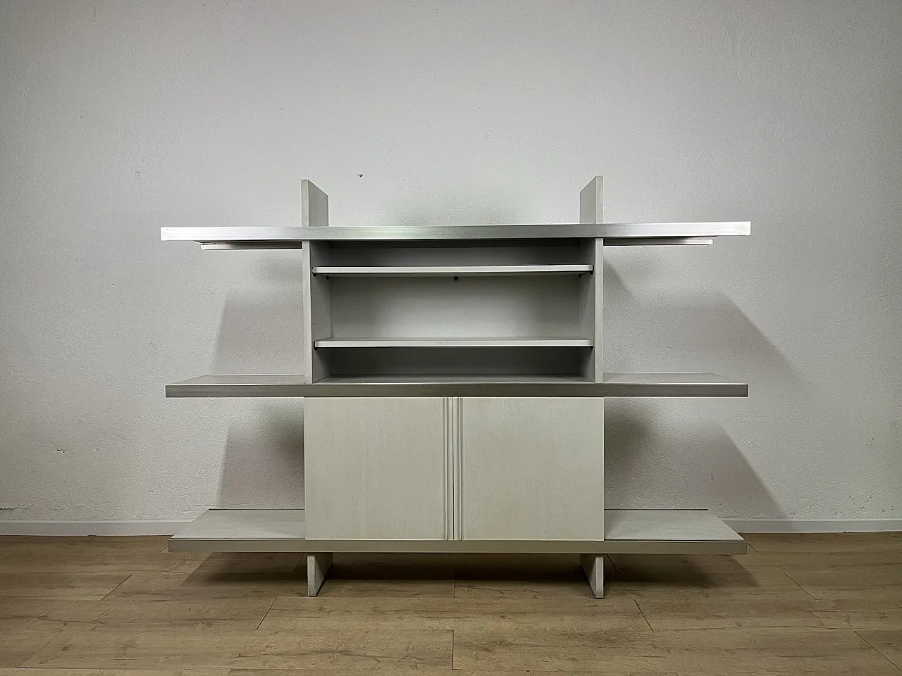 Steel and wood bookcase by Angelo Mangiarotti for Poltronova, 1960s 1