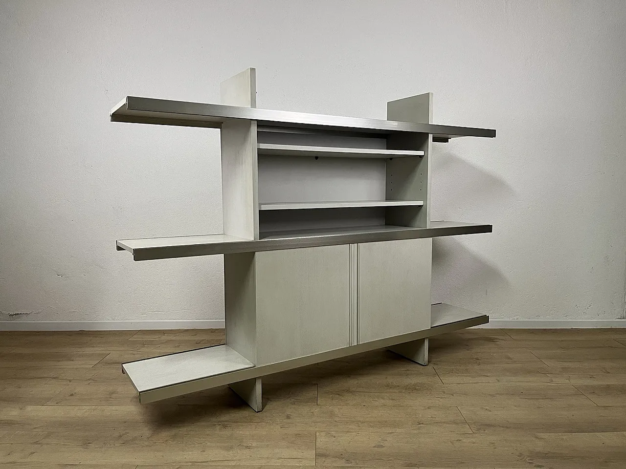 Steel and wood bookcase by Angelo Mangiarotti for Poltronova, 1960s 15