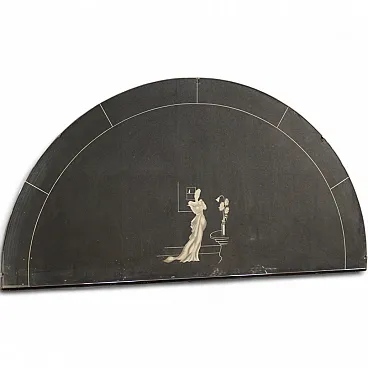 Italian arched mirror with engraving, 20th century