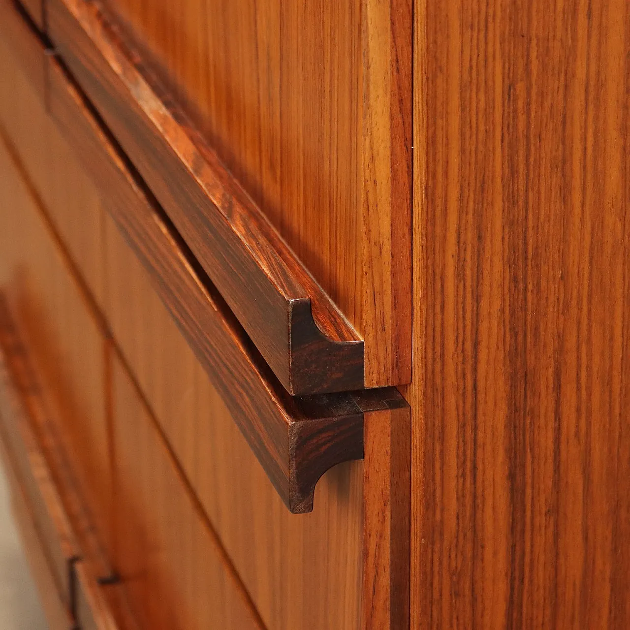 Mobile con ante a ribalta impiallacciato in legno esotico, anni '60 8