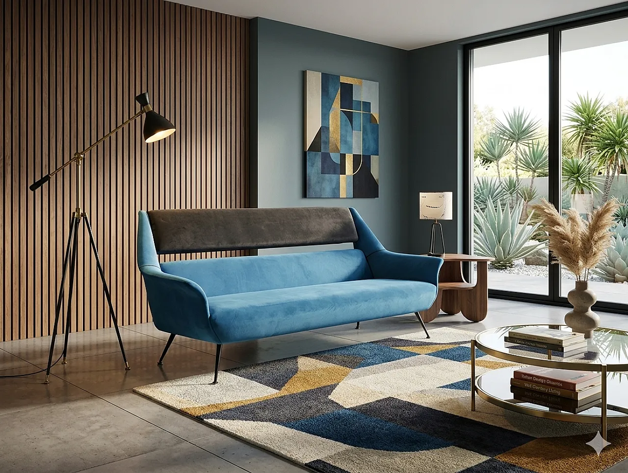 Restored velvet sofa from the 1960s 6