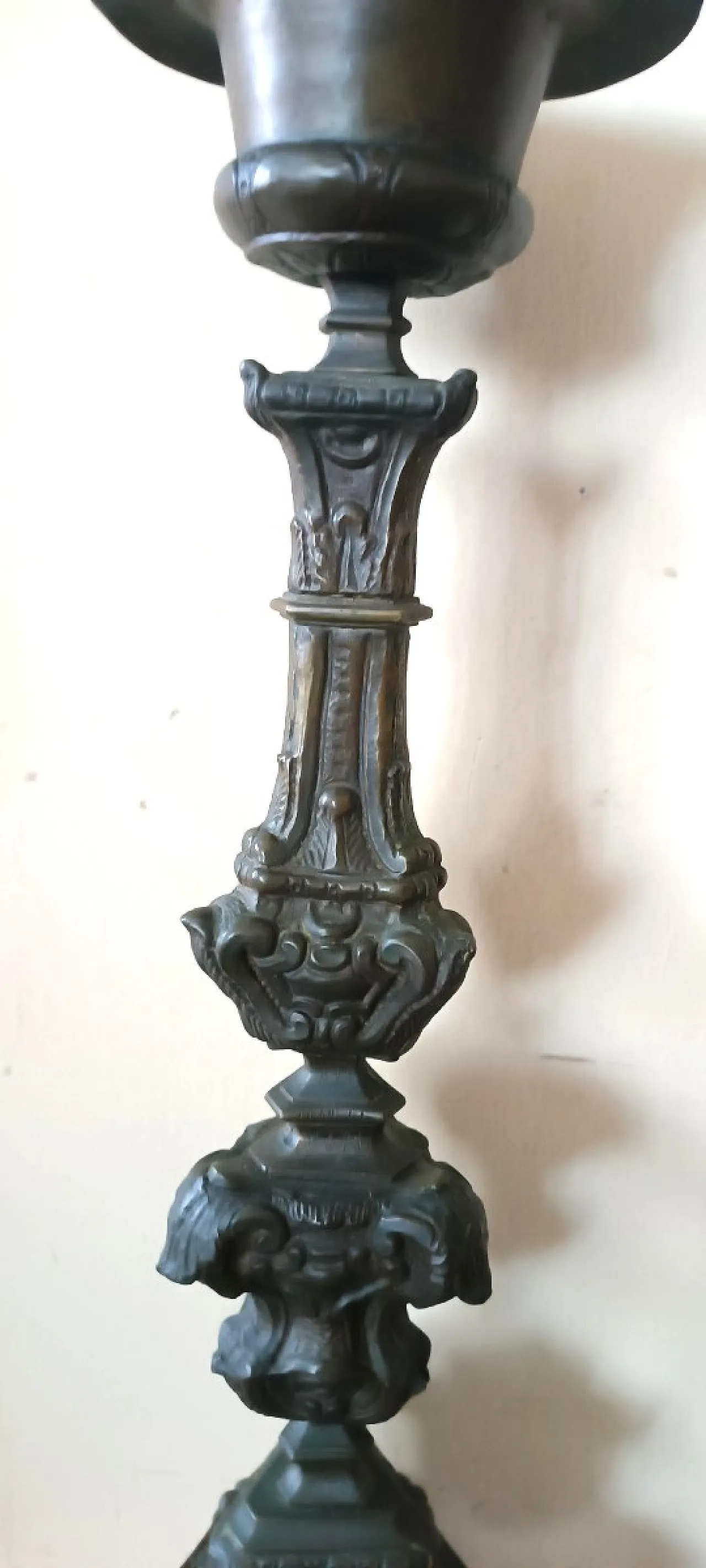 Lampadario in rame argentato, '700 6