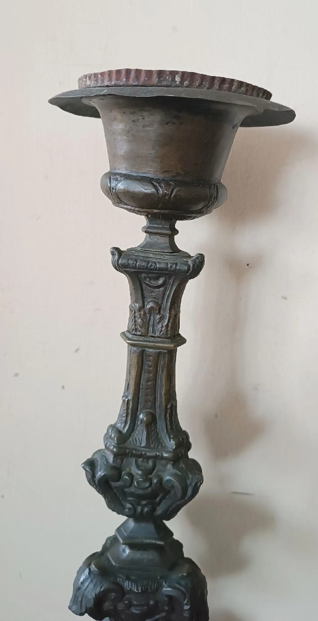 Lampadario in rame argentato, '700 7