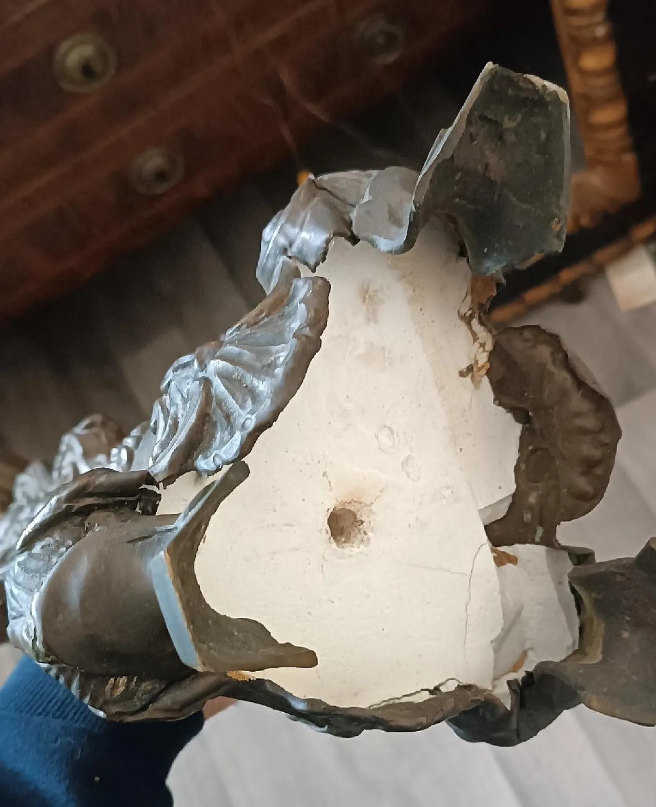 Lampadario in rame argentato, '700 8