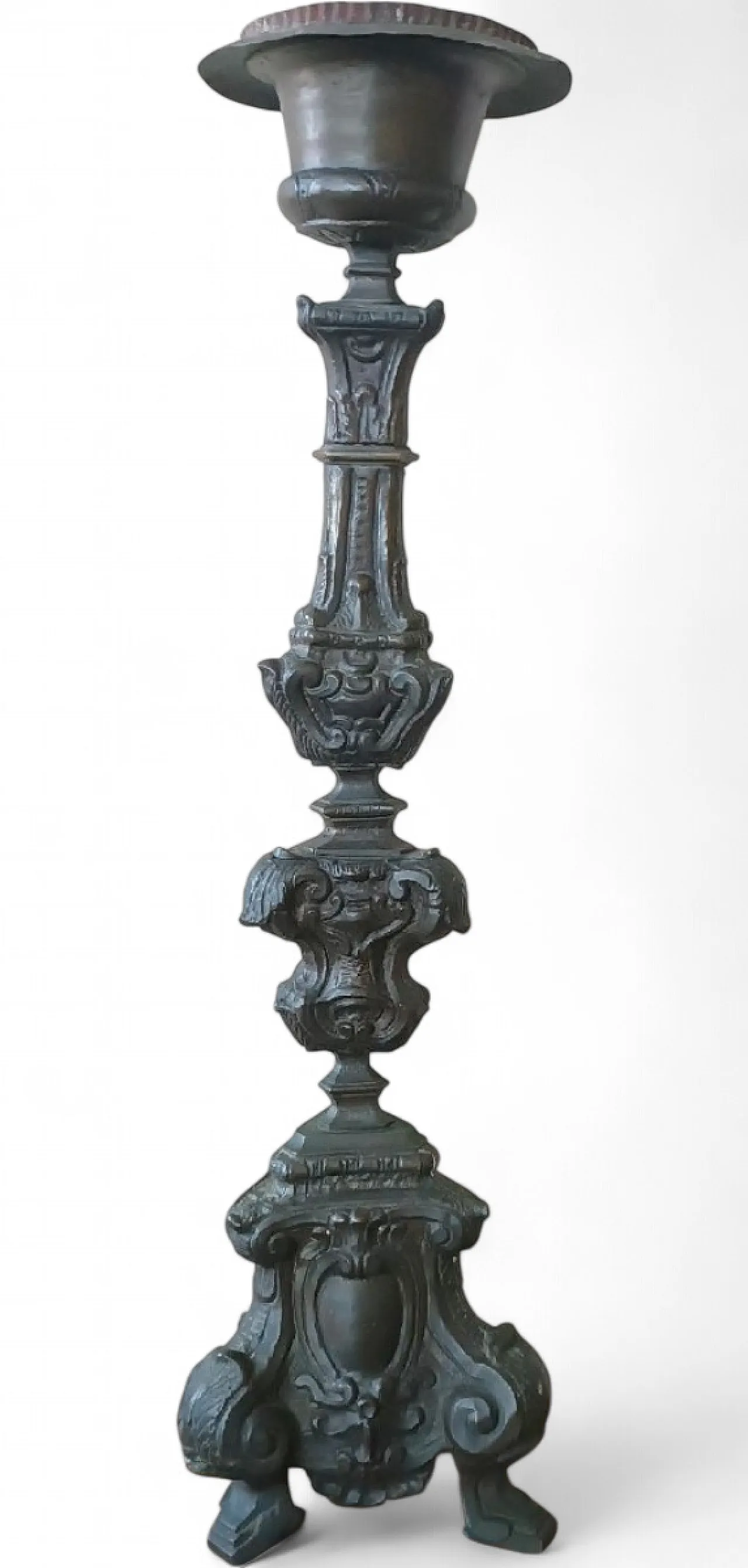 Lampadario in rame argentato, '700 9