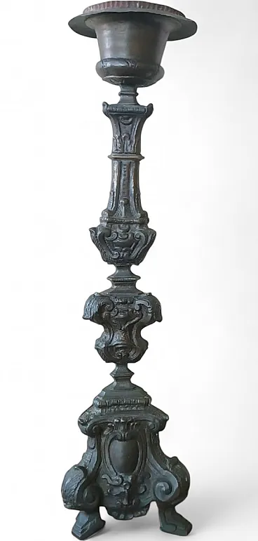 Lampadario in rame argentato, '700