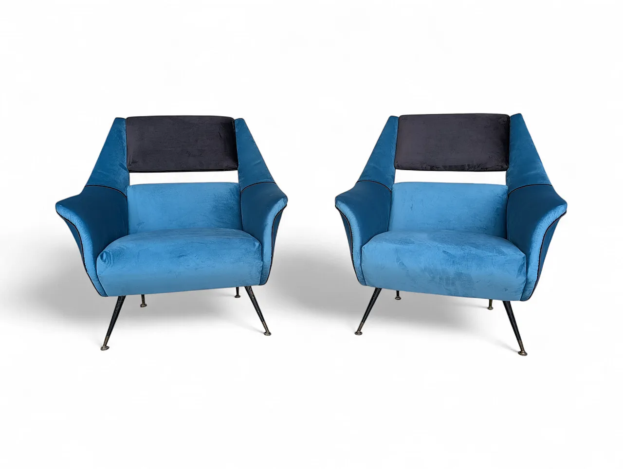 Pair of restored velvet armchairs from the 1960s 1