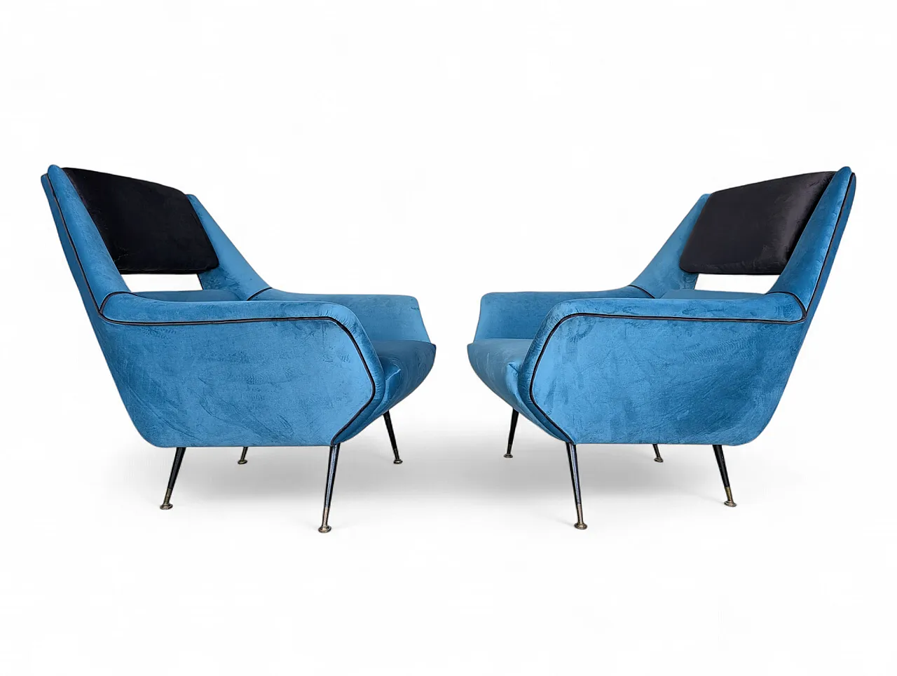 Pair of restored velvet armchairs from the 1960s 2