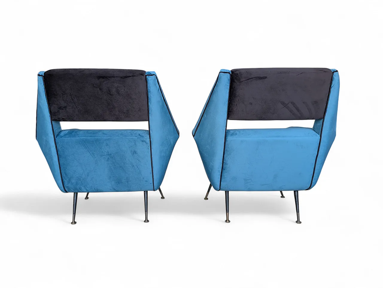 Pair of restored velvet armchairs from the 1960s 3