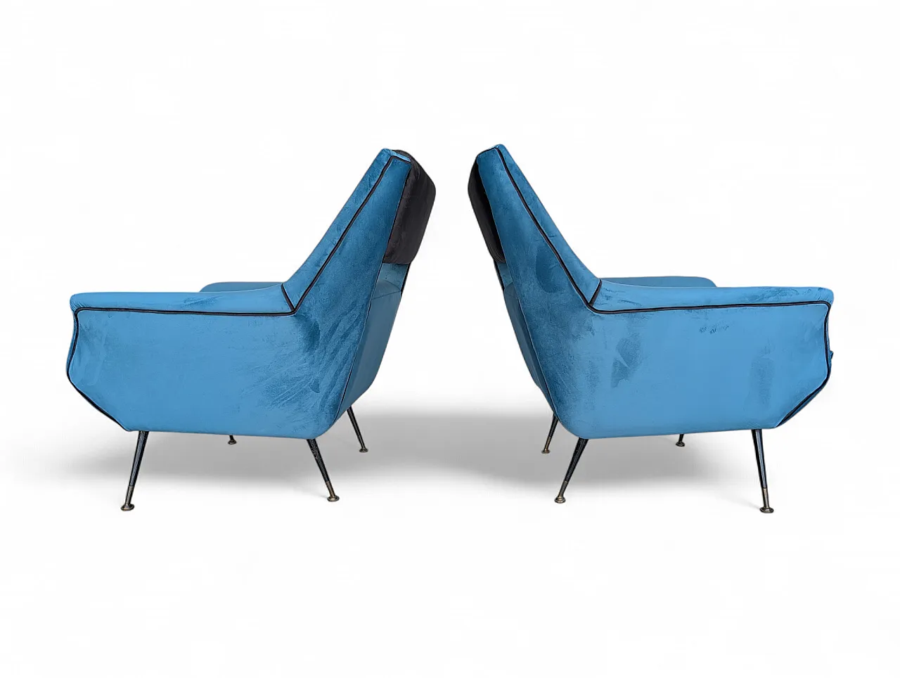 Pair of restored velvet armchairs from the 1960s 4