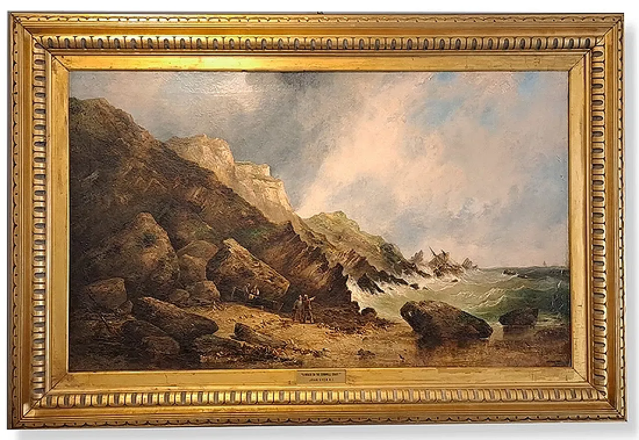 Naufragio sulla costa della Cornovaglia, olio su tela, '800 1