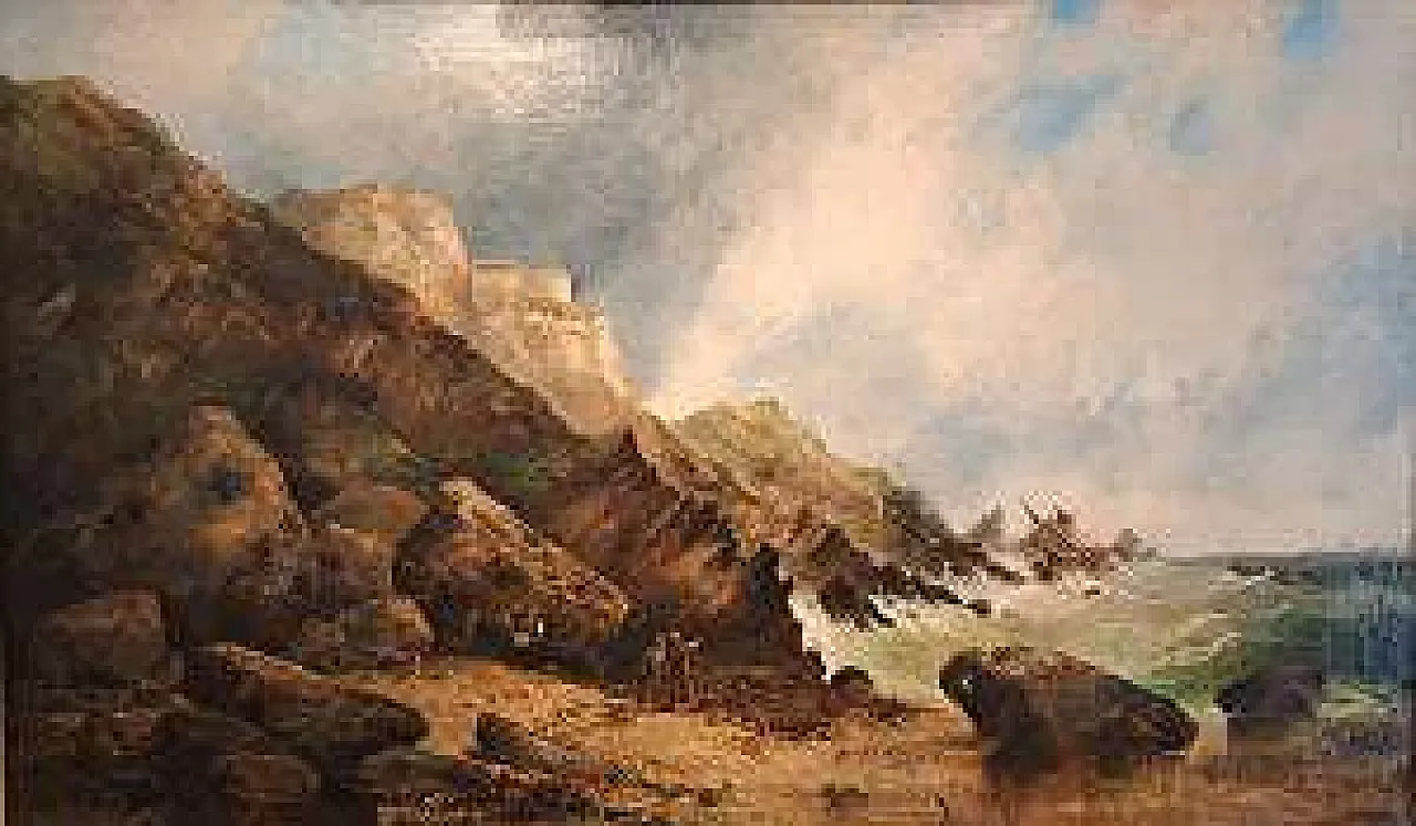 Naufragio sulla costa della Cornovaglia, olio su tela, '800 2