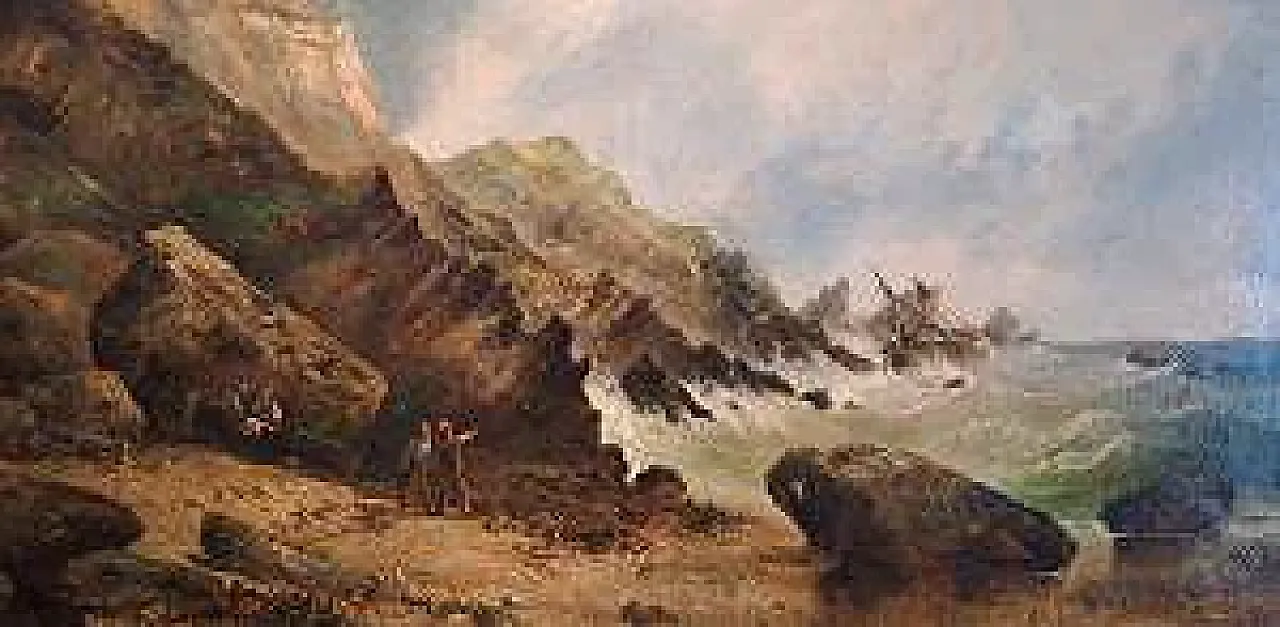 Naufragio sulla costa della Cornovaglia, olio su tela, '800 3