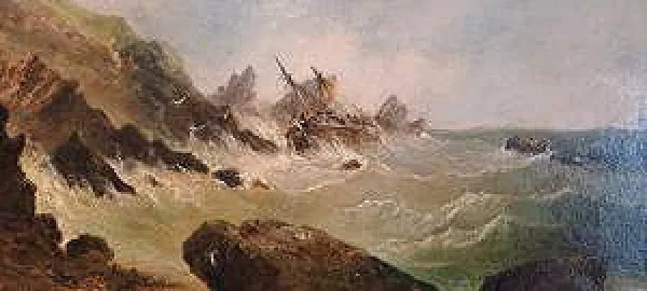 Naufragio sulla costa della Cornovaglia, olio su tela, '800 5