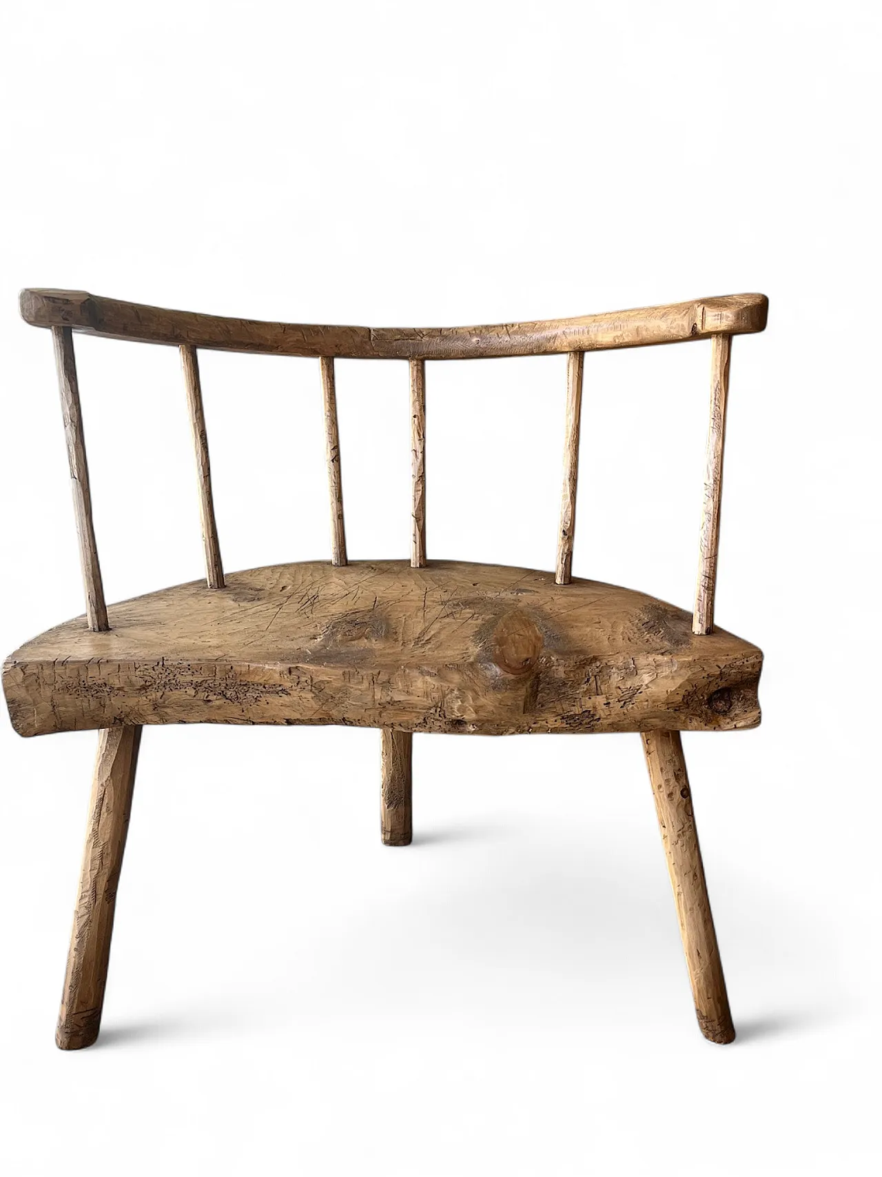 Rustic Wooden Bench Chair, 2000s 8