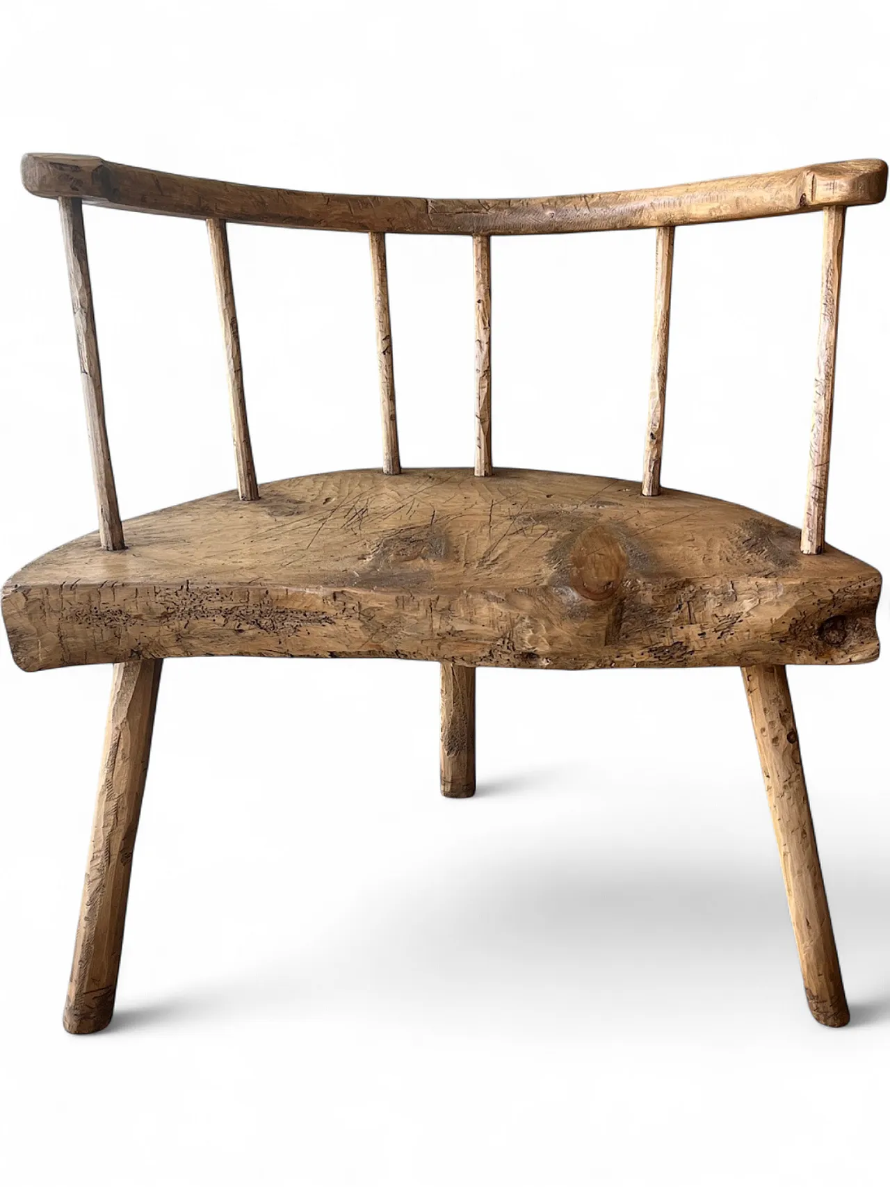 Rustic Wooden Bench Chair, 2000s 9