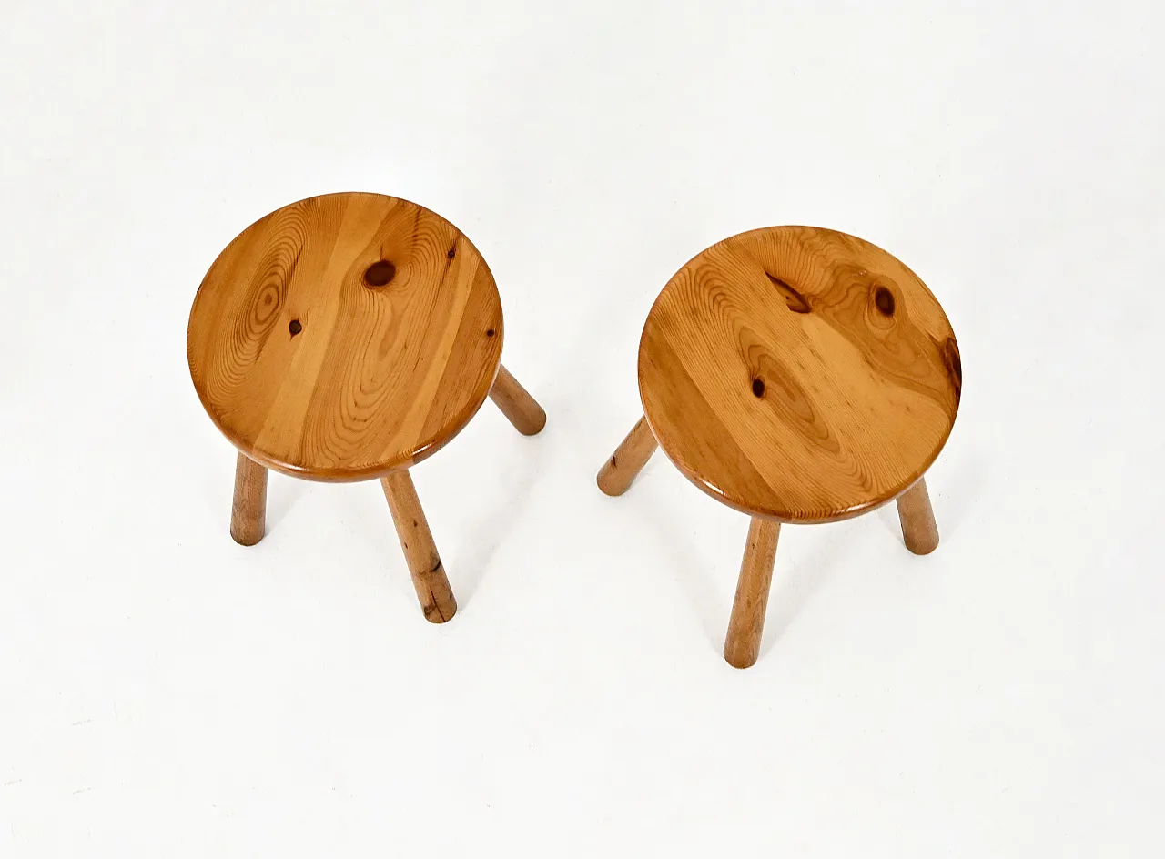 Pair of stools by Charlotte Perriand for Les Arcs, 1960s 3