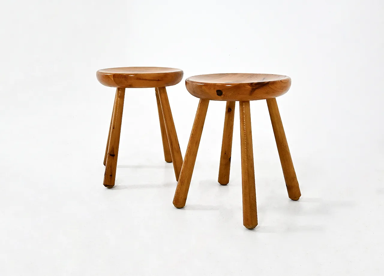 Pair of stools by Charlotte Perriand for Les Arcs, 1960s 4