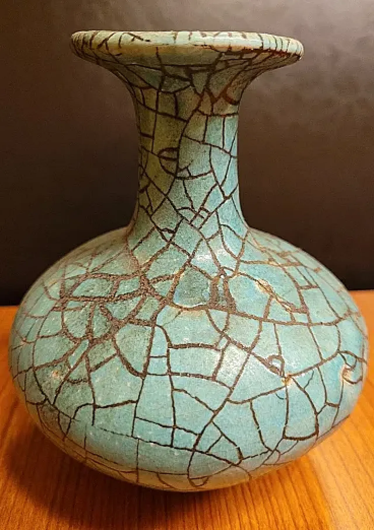 Turquoise Crackle Glazed Ceramic Vase 11