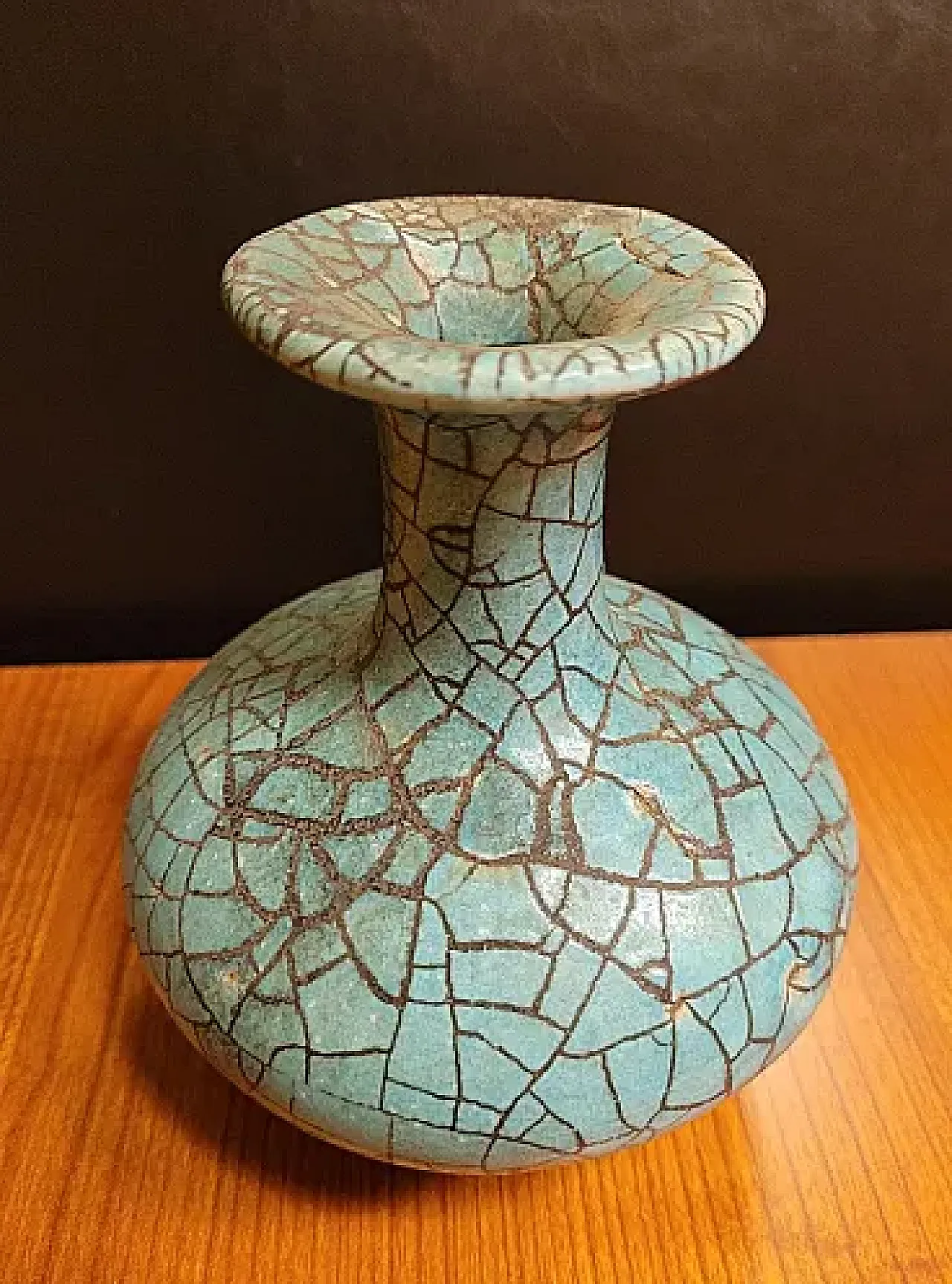 Turquoise Crackle Glazed Ceramic Vase 15