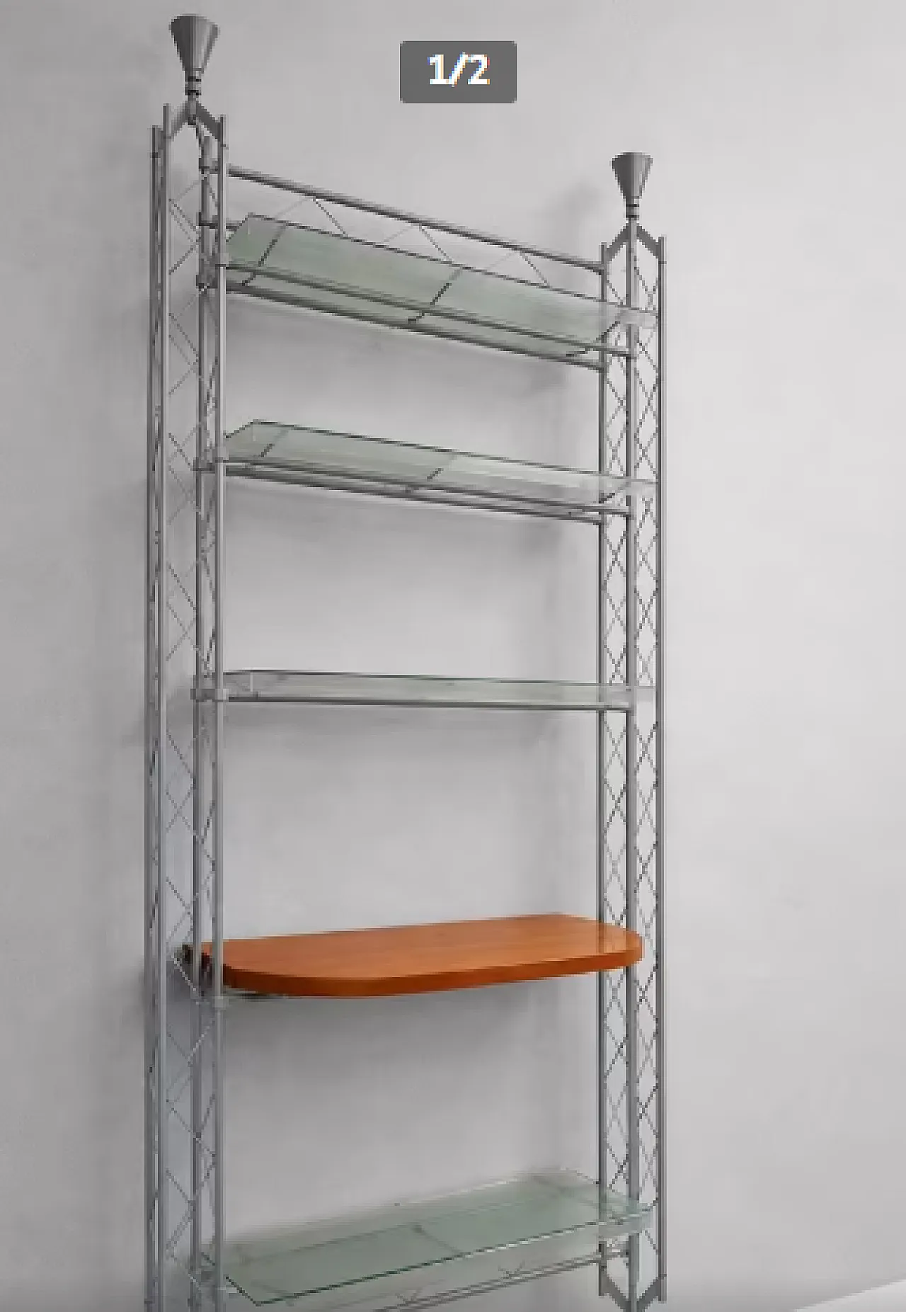 Abracadabra bookcase in wood and metal, 20th century 1