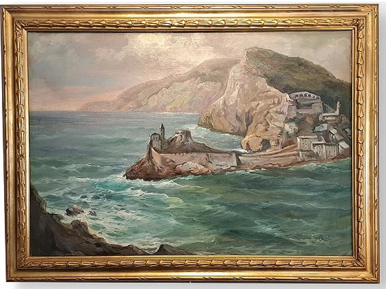 Veduta di Porto Venere di Giuseppe Caselli, olio su tela, anni '40 1
