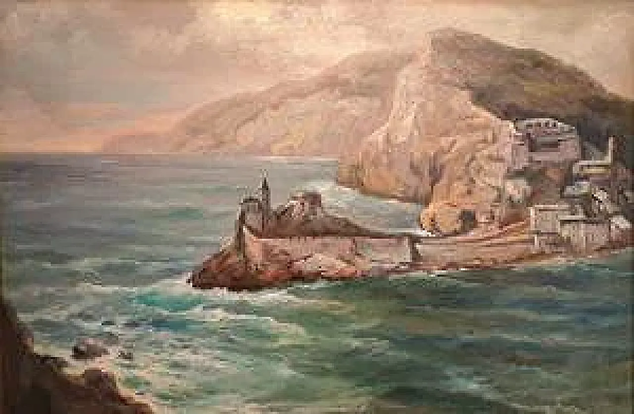 Veduta di Porto Venere di Giuseppe Caselli, olio su tela, anni '40 2