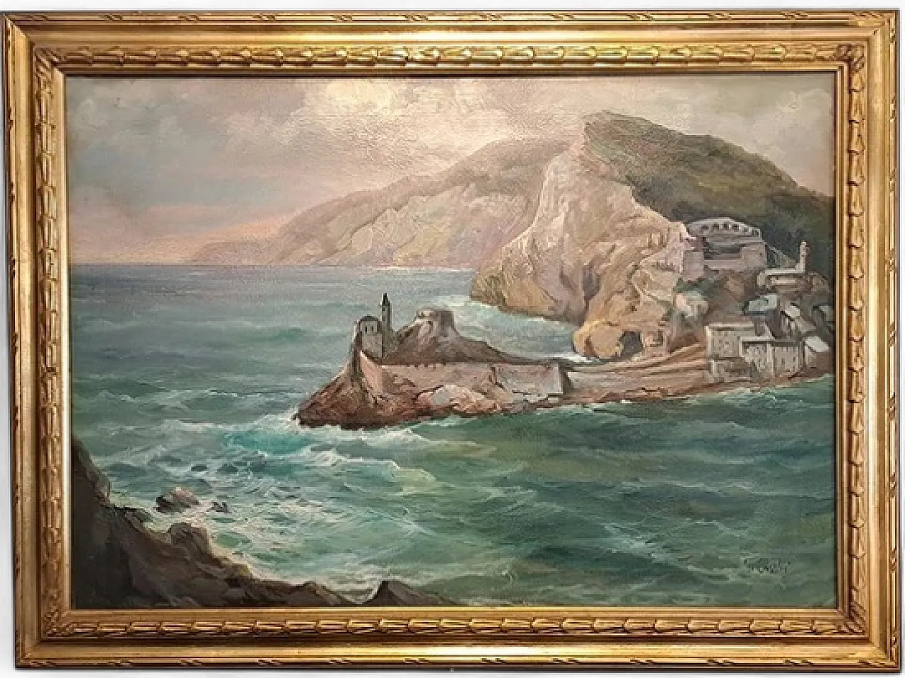 Veduta di Porto Venere di Giuseppe Caselli, olio su tela, anni '40 9