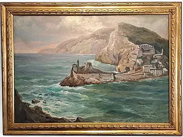 Veduta di Porto Venere di Giuseppe Caselli, olio su tela, anni '40