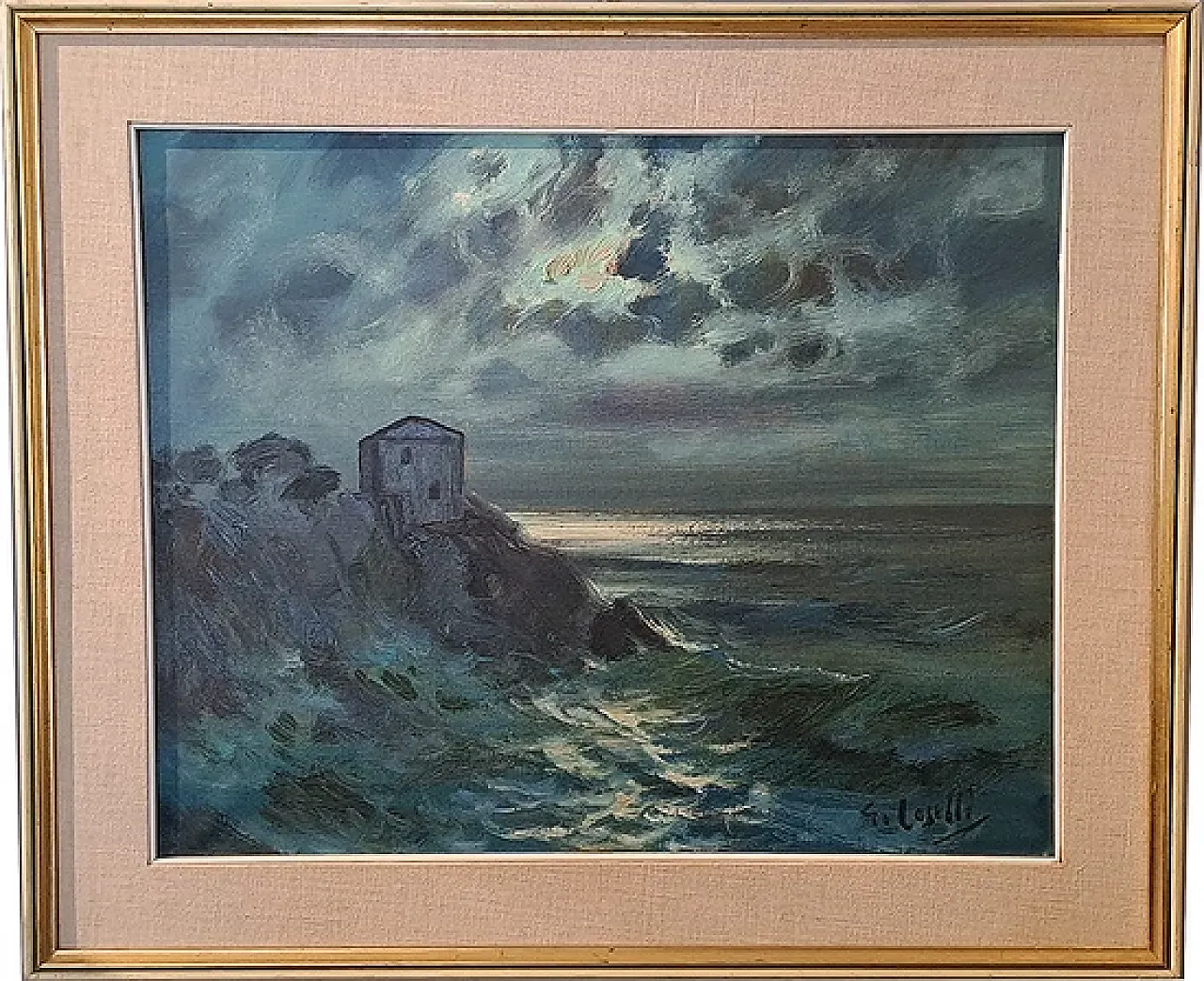 Notturno di Giuseppe Caselli, olio su tela, anni '50 1