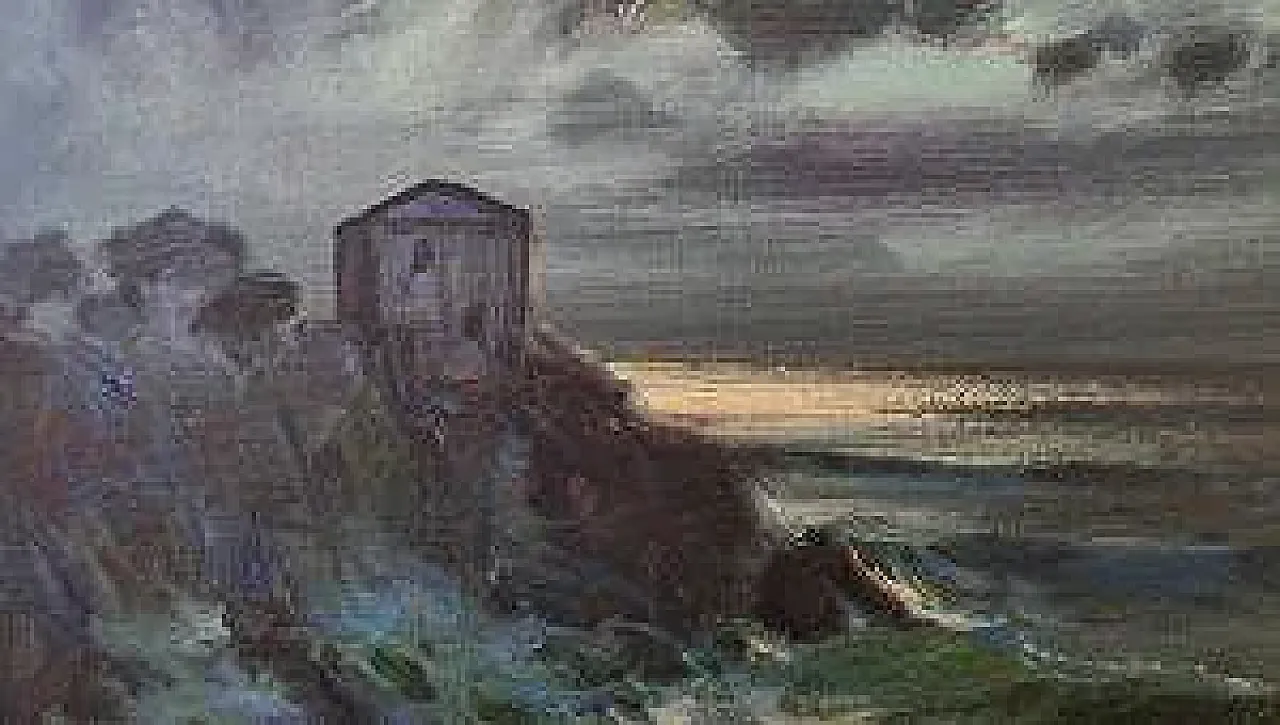 Notturno di Giuseppe Caselli, olio su tela, anni '50 3