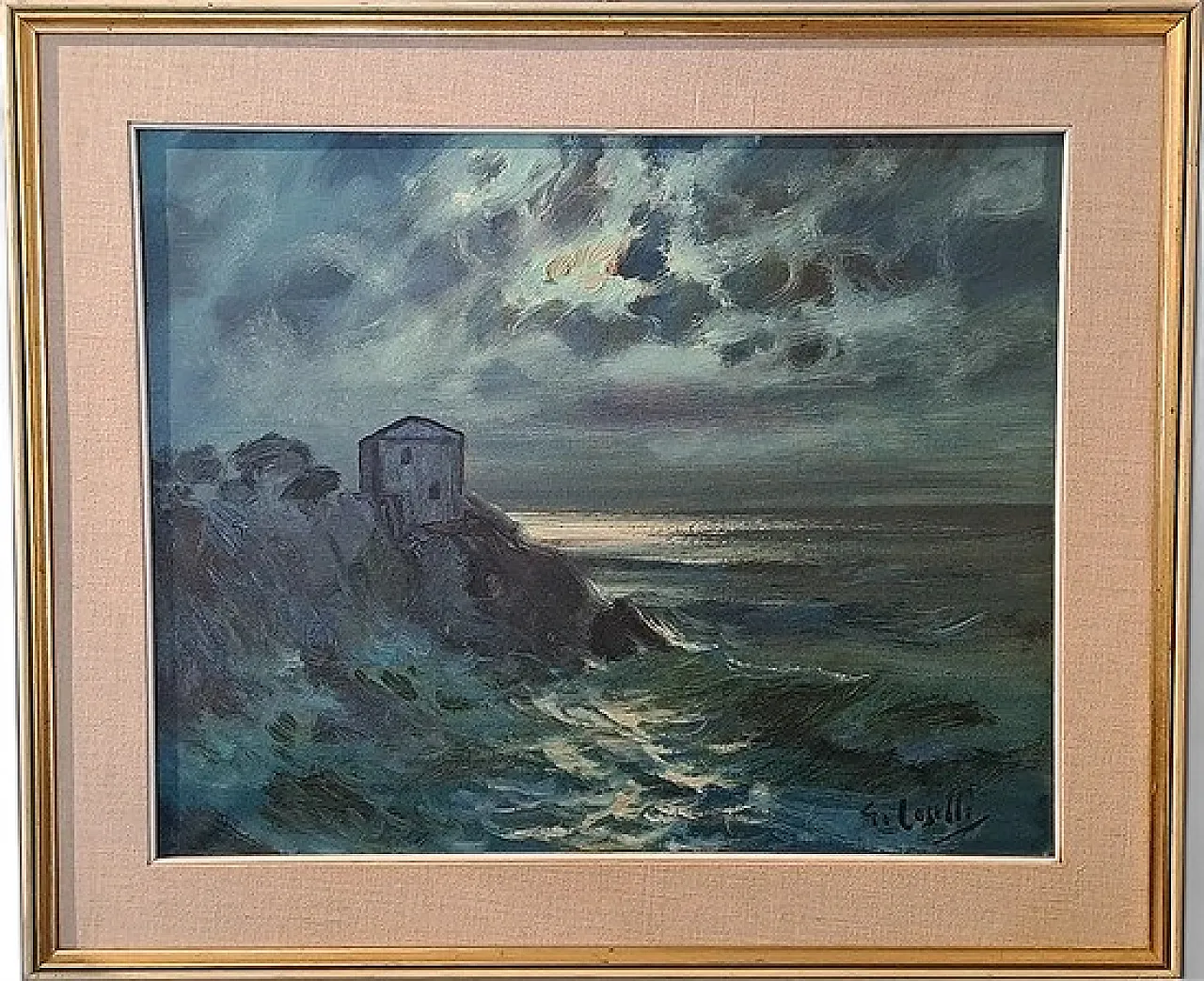 Notturno di Giuseppe Caselli, olio su tela, anni '50 6