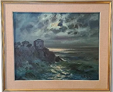 Notturno di Giuseppe Caselli, olio su tela, anni '50