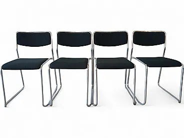 Set of 4 fabric and metal chairs, Italy 1980s