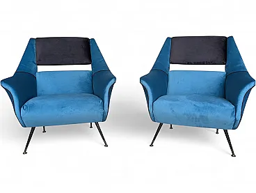 Pair of restored velvet armchairs from the 1960s