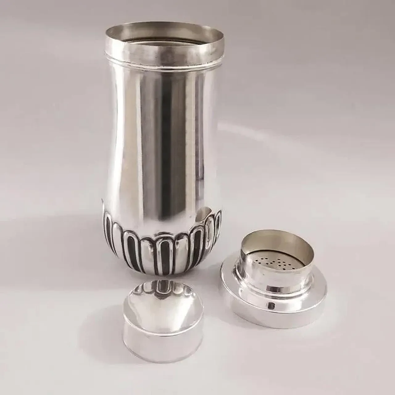 Aldo Tura for Macabo stainless steel cocktail shaker, 1950s 4