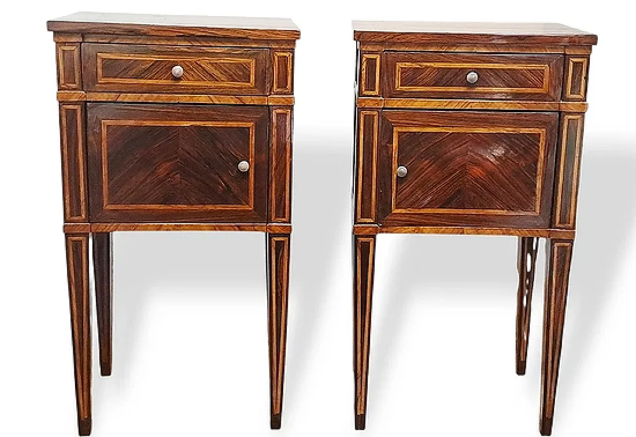 Coppia di comodini in stile Luigi XVI in legno, '700 1