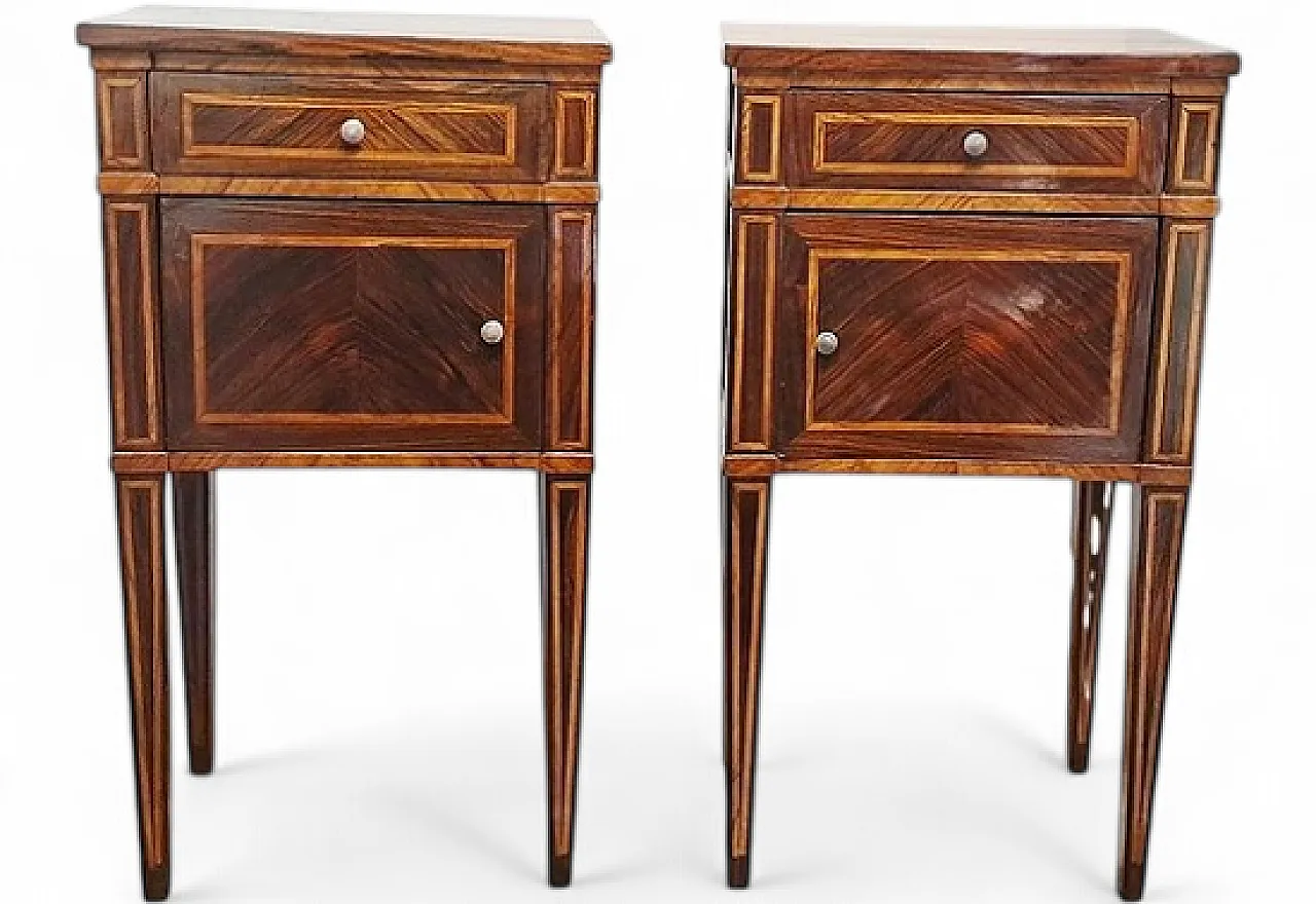 Coppia di comodini in stile Luigi XVI in legno, '700 9