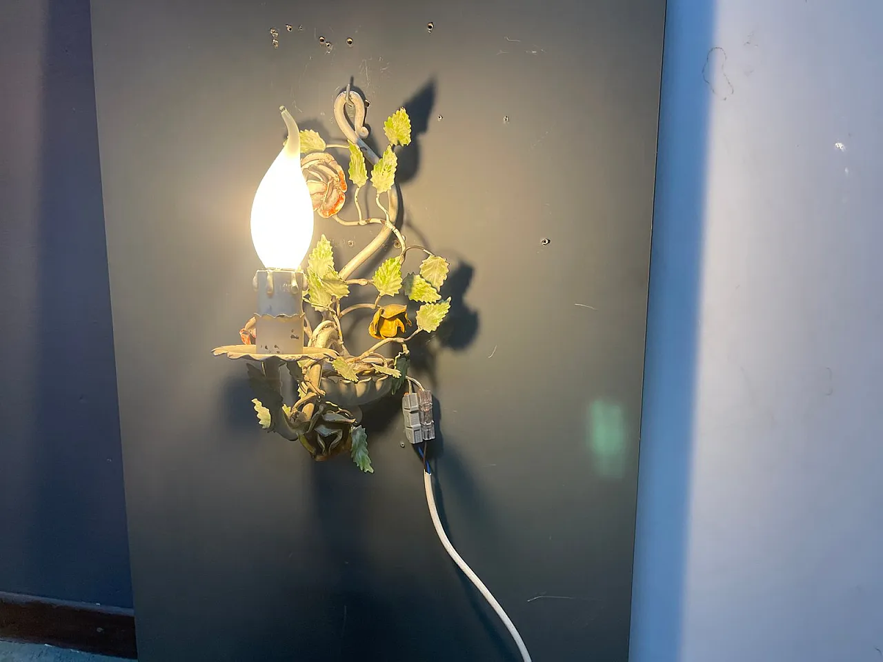 Pair of Tole Flower Sconces, 1960s 2