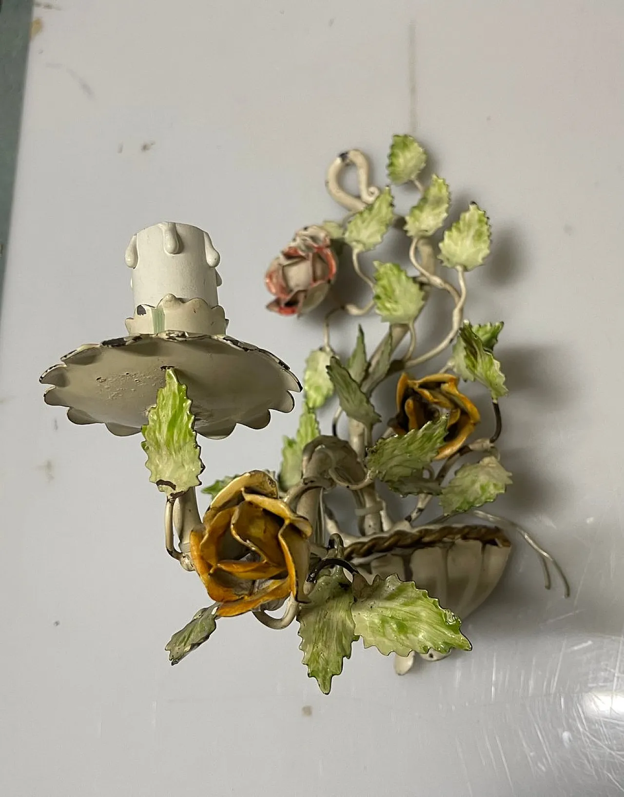 Pair of Tole Flower Sconces, 1960s 3